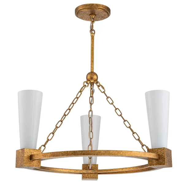 Żyrandol nad stół Kristy KRISTY3-DG-OPAL do salonu biały złoty