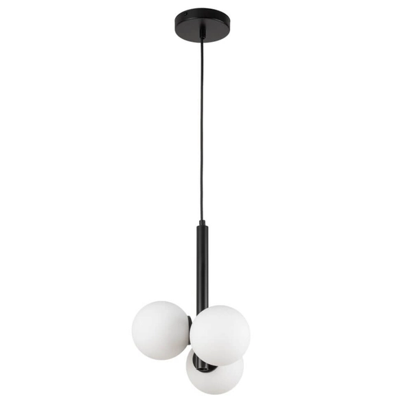 Wisząca lampa z kulami Perla 33486 balls metalowa szklana czarna biała