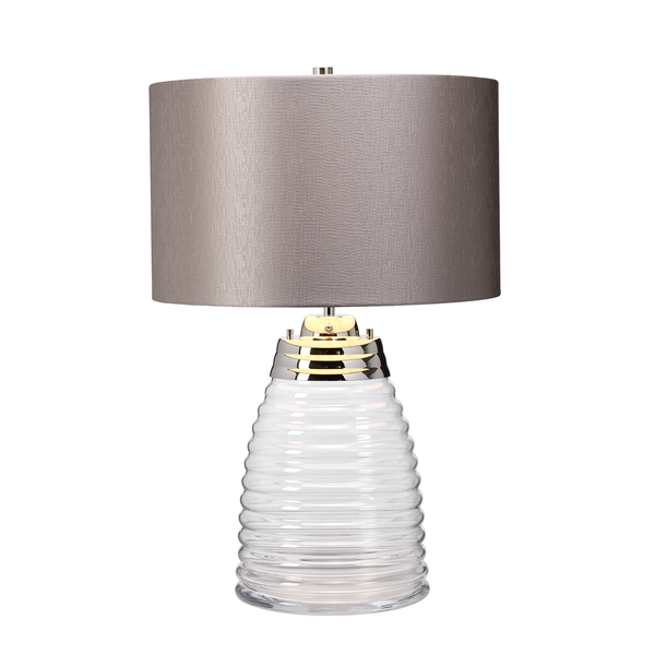 Dekoracyjna stołowa lampa QN-MILNE-TL-GREY abażur szary