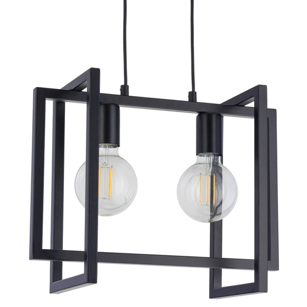 Prostokątna LAMPA wisząca EDEN 32232 Sigma metalowy zwis do sypialni czarny złoty