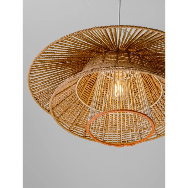 Sznurkowa wisząca lampa LOREZIA LE45373 boho do salonu brązowa