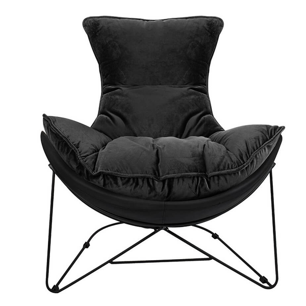 Przytulny fotel do salonu Otilia stand velvet MSE01000302 King Home poduszka czarny