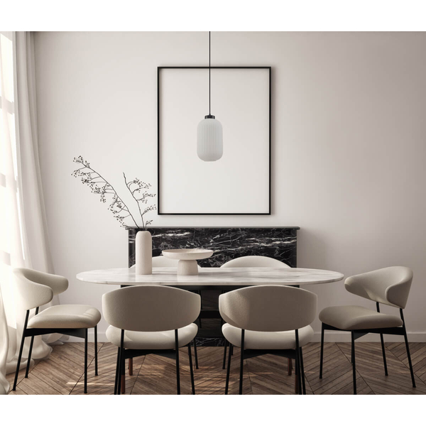 Zwisająca lampa nad stół Lindo PND-52636-1-BK Italux szkło biały czarny