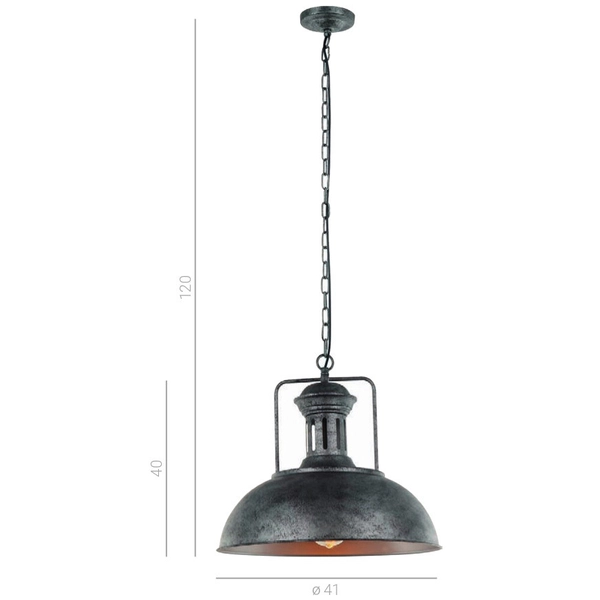 LAMPA wisząca NADIA MDM-2647/1 GR+BK Italux industrialna OPRAWA metalowy ZWIS kopuła szara
