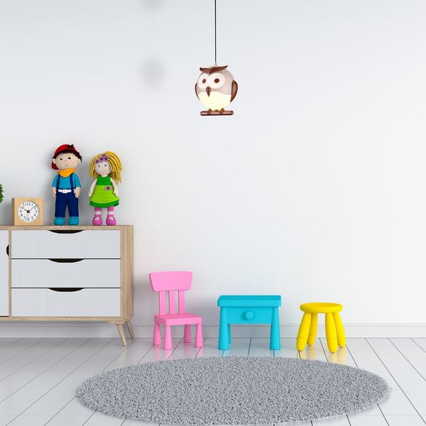 Dziecięca lampa wisząca OWL ML243 Milagro do pokoju dziecka sowa brązowa