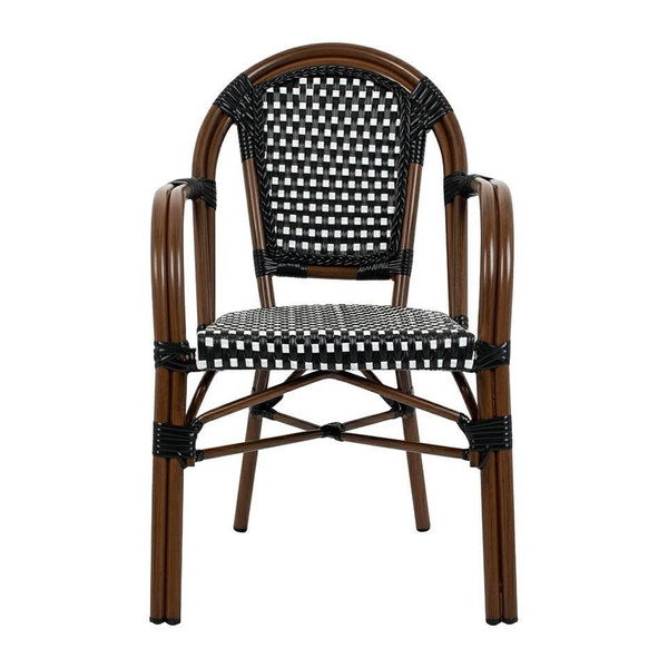 Rattanowe krzesło Cafe Paris Arm KH1501100174 King Home do kawiarni brązowe