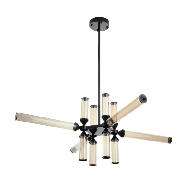 Żyrandol loftowy czarny bursztynowy QUADRO LED 36W 3000K RH115-12P amber