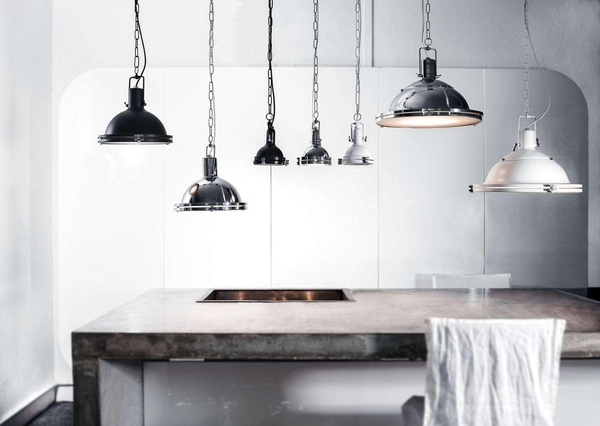 Industrialna LAMPA wisząca NAUTILIUS M 10265101 Kaspa metalowa OPRAWA okrągły ZWIS na łańcuchu biały
