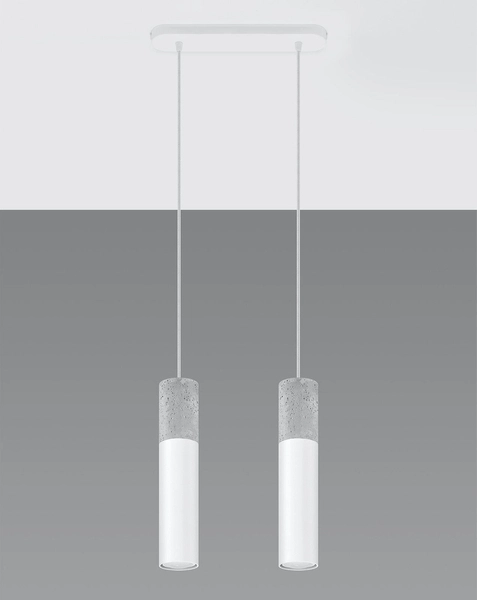 Skandynawska LAMPA wisząca SL.0648 loftowa OPRAWA metalowy ZWIS tuby beton białe