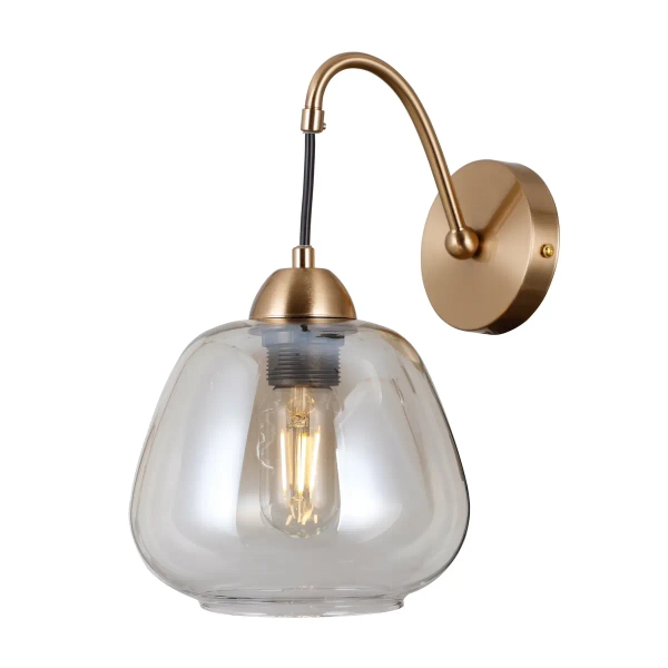 Szklany kinkiet ścienny Felis WL-40824-1-GD do gabinetu złoty bursztynowy