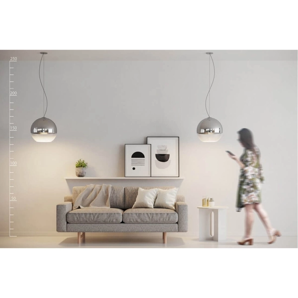 Szklana lampa wisząca Silver Ball kula nad łóżko chrom