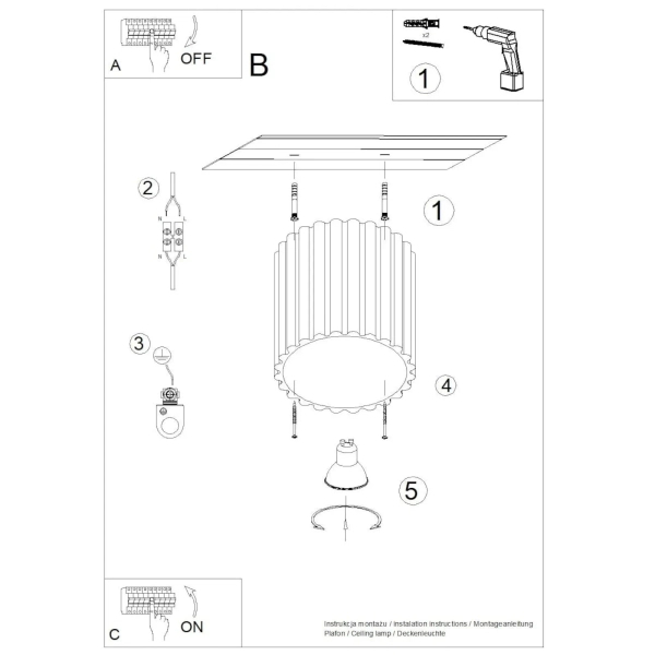 Lampa sufitowa tuba AURA SL.1824 brzoskwiniowa ryfel 1xGU10 do salonu