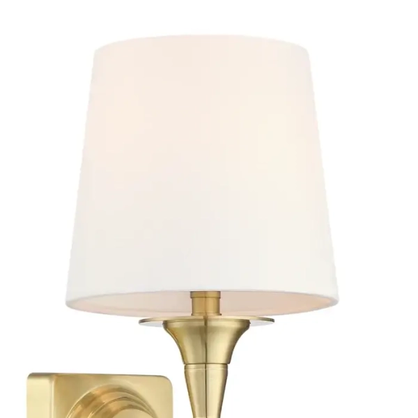 Przyścienny kinkiet z abażurem AUSTIN W01132BR-WH mosiądz biały
