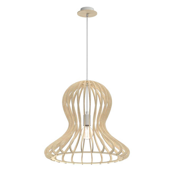 Wisząca lampa sypialniana Octo 5017 drewniana ekologiczny nad stół beżowy