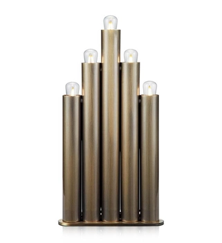 Metalowa lampa świecznikowa Organo stojąca na komodę mosiądz