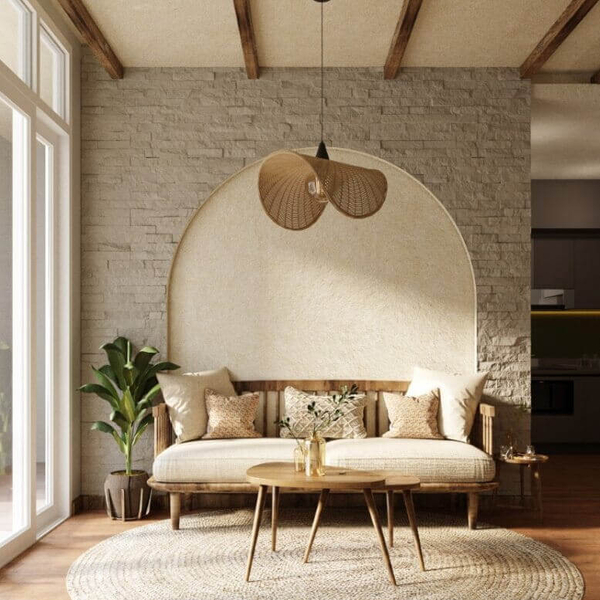 Sypialniana lampa wisząca Koshi P0498 Maxlight boho ratan beżowy czarny