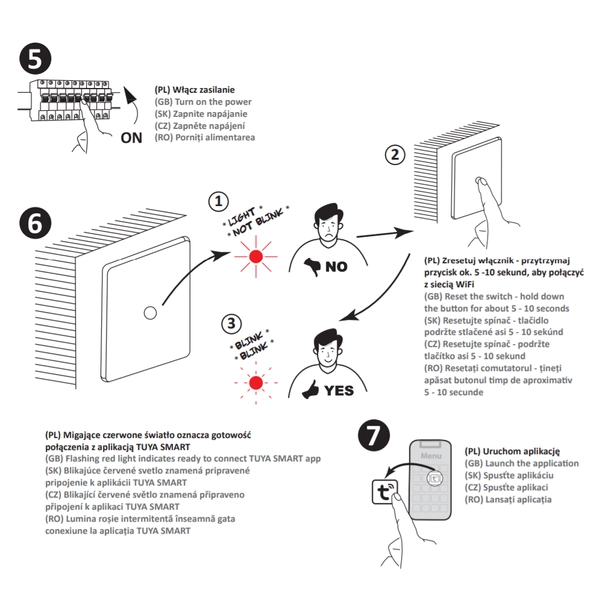 Pojedynczy włącznik z kondensatorem 314338 Smart Wifi dotykowy biały