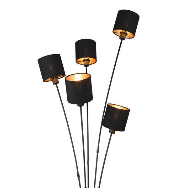 Materiałowa lampa podłogowa IKERIS DL979-46335 z włącznikiem czarny złoty