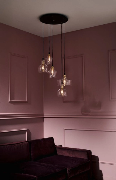 Lofrowa LAMPA wisząca LONGIS 10878505 Kaspa szklana OPRAWA skandynawski ZWIS kaskada złota przezroczysta czarna