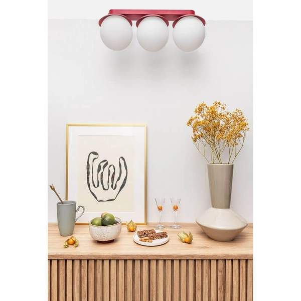 Łazienkowy plafon Kuul KLB340S0 kulisty szklany IP44 biały bordowy