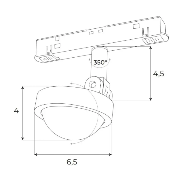 Magnetyczna lampa szynowa M0046N LED 8W 3000K okrągły biały