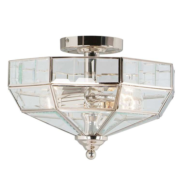 LAMPA sufitowa OLD-PARK-PN Elstead plafon OPRAWA szklana antyczna nikiel przezroczysta