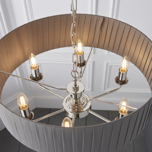 Lampa zwis Highclere 94397 Endon z plisowanym abażurem szara nikiel