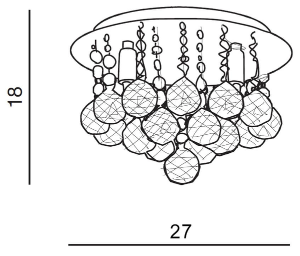 Sufitowa lampa glamour Bolla okrągła z kryształkami chrom