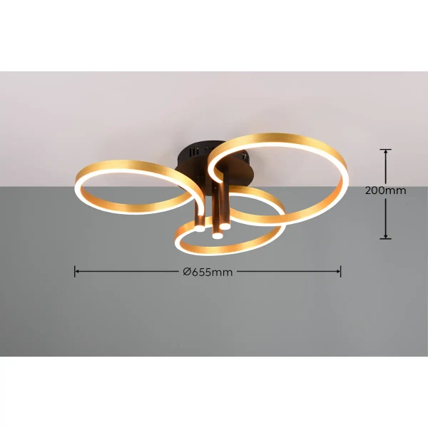 Sufitowa lampa do salonu CARUSO 648110680 złota czarna LED 43W