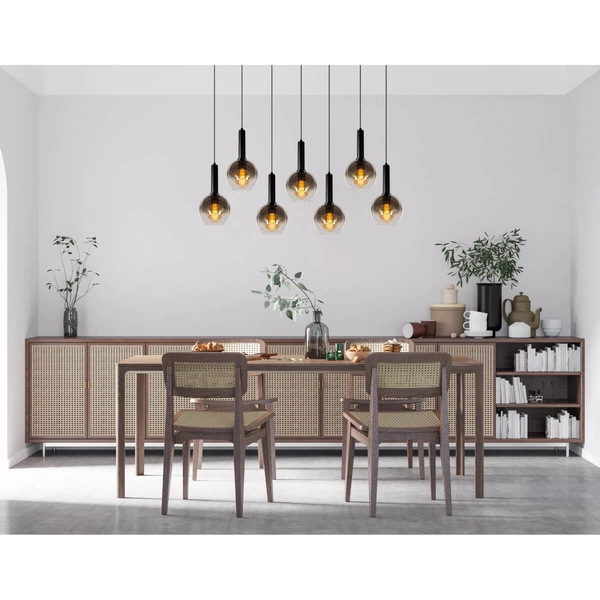 Wisząca lampa Marius kaskada nad stół czarna przydymiona