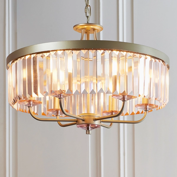 Żyrandol kryształkowy L&-191942 Light& szkło różowe szampański