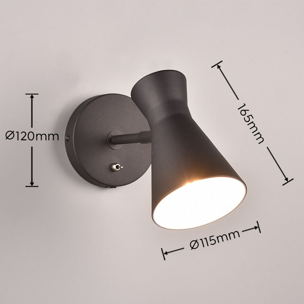 Lampa przyścienna z włącznikiem Enzo R20781732 do czytania czarny