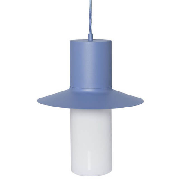 Wisząca lampa art. deco Caponio CPA199P0 nad wyspę biała niebieska