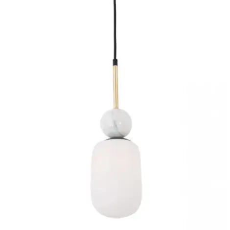 Szklana wisząca lampa 22215 marmurowa do salonu nad stół biała