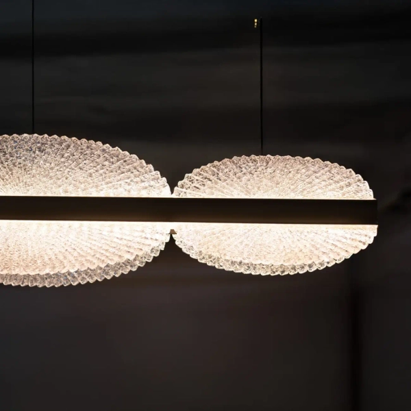 Lampa wisząca glamour nad stół kryształ aluminiowa POND AZ6782 LED 58W 3000K szampańska