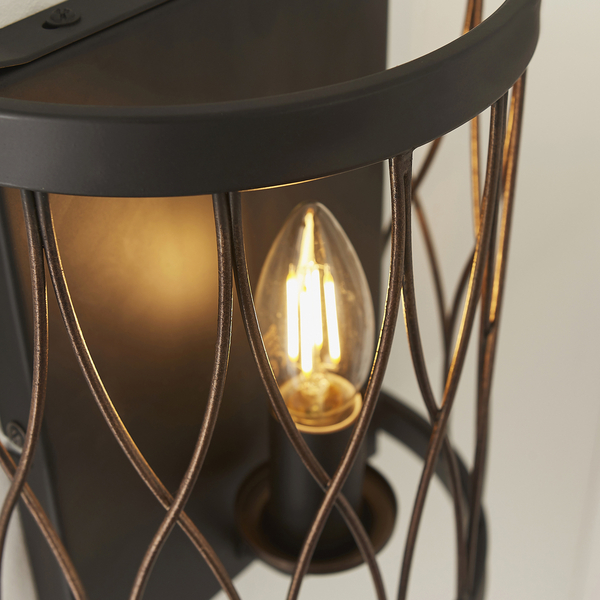 Metalowy kinkiet Heston 61499 Endon lampion tuba świeczka czarna