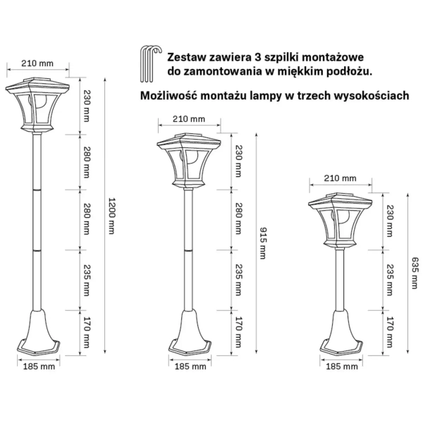 Solarna latarnia ogrodowa TIRANA 325518 LED 4000K czarna
