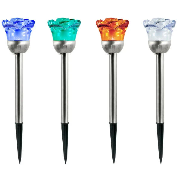 Solarna lampa wtykana ROSE 312198 RGB dekoracyjna srebrna