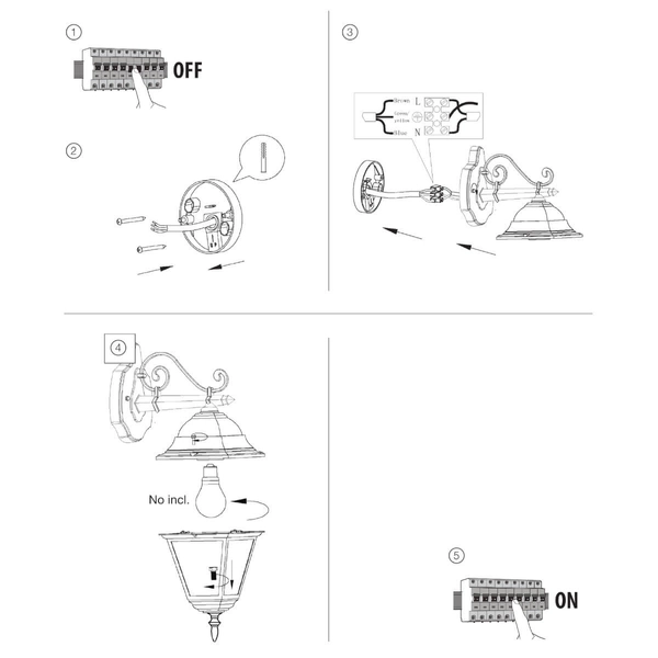 Elewacyjny kinkiet ścienny Janel 90982A86 metal szkło czarny złoty