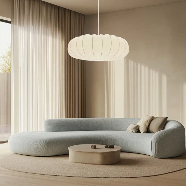 Abażurowa lampa wisząca Cafee' 31-39224 skandynawska kremowa biała