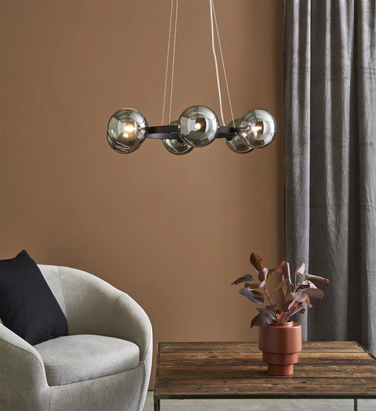 Modernistyczna LAMPA wisząca CIRCLE 108051 Markslojd loftowa OPRAWA metalowy ZWIS szklane kule czarne przydymione