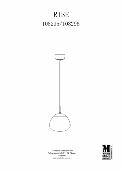 Wisząca lampa sypialniana Rise szklana nad łóżko czarna biała