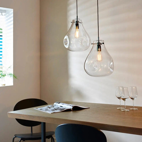 Szklana lampa wisząca Utopia 94521 industrialna przezroczysta chrom