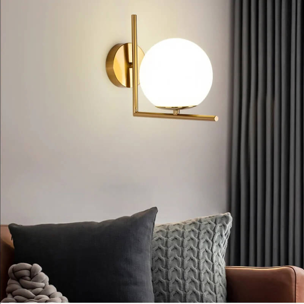 Ścienna lampa kula Milano ABR-KRR-E14 Abruzzo szkło metal złoty biały