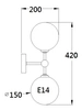 Loftowa lampa DORADO LP-002/2W BK Transp. Light Prestige kinkiet do sypialni czarny przezroczysty
