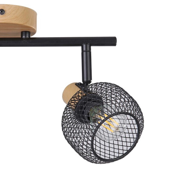 Regulowany plafon Grendel 3128 2-punktowa lampa sufitowa czarna drewno
