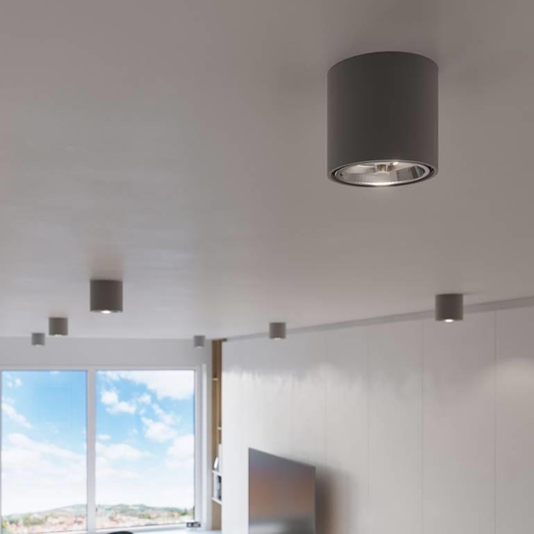 Sufitowa LAMPA downlight SL.0696 natynkowa OPRAWA tuba metalowa szara