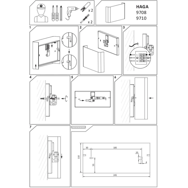 Kinkiet LAMPA ścienna HAGA 9708 Nowodvorski metalowa OPRAWA przyścienna prostokątna biała