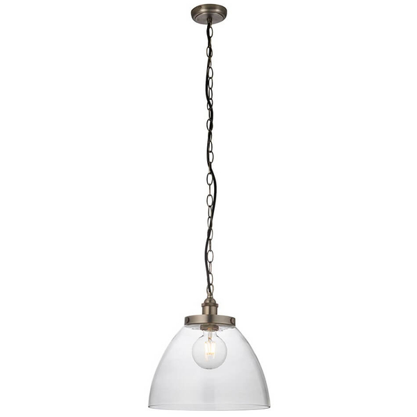 Szklana lampa wisząca Hansen Grand 106896 na łańcuchu srebrna przezroczysta