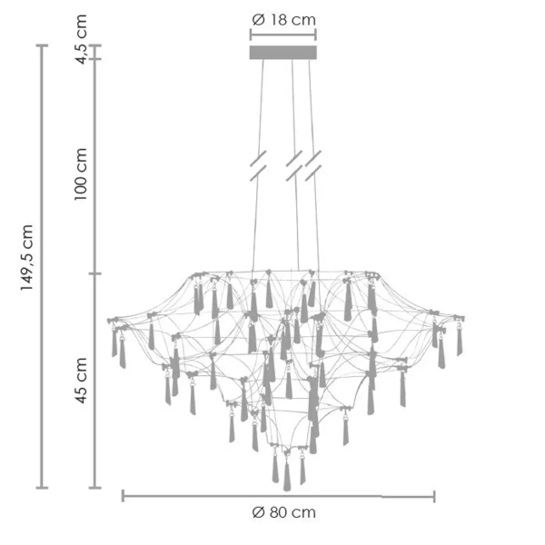 Lampa wisząca glamour CRYSTAL NET 7783-54P chromowana aluminium LED 54W 3000K do biura